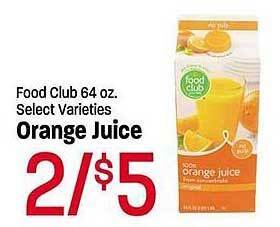 Maceys Food club orange juice offer
