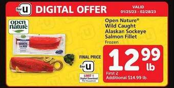 Safeway Open nature wild caught alaskan sockeye salmon fillet offer