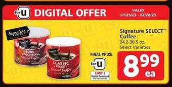 Safeway Signature select coffee offer