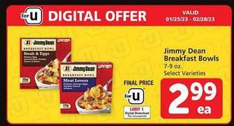 Safeway Jimmy dean breakfast bowls offer