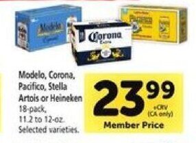 Safeway Modelo , Corona, Pacifico, Stella Artois or Heineken offer