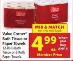 Safeway Value Corner Bath Tissue or Paper Towels offer
