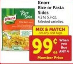 Safeway Knorr rice or Pasta Sides offer