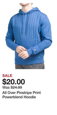 TJ Maxx All over pinstripe print powerblend hoodie offer