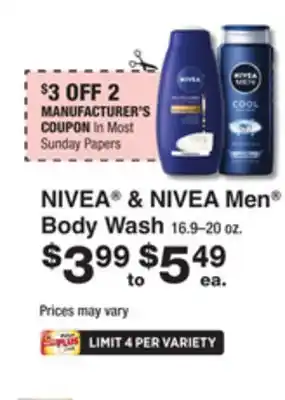 ShopRite Nivea & nivea men body wash offer