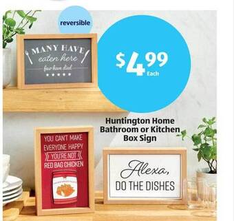 Aldi Huntington home bathroom or kitchen box sign offer