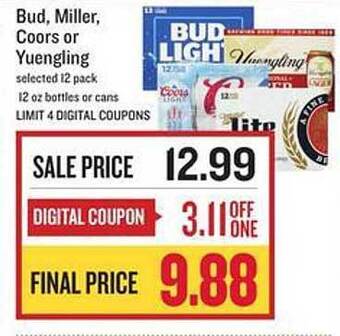 Lowes Foods Bud, miller, coors or yuengling offer