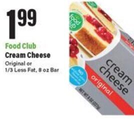 Big Y Food Club Cream Cheese offer