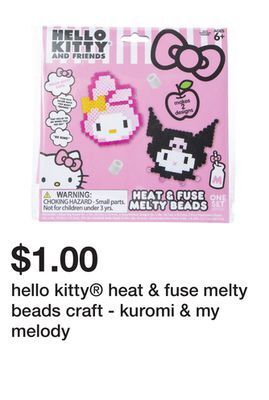 Five Below Hello kitty® heat & fuse melty beads craft - kuromi & my melody offer