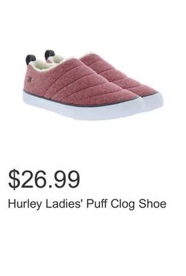 Costco Hurley ladies' puff clog shoe offer