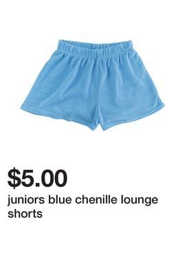 Five Below Juniors blue chenille lounge shorts offer