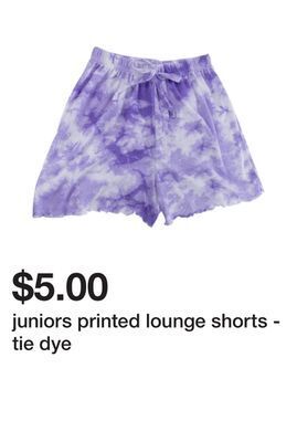 Five Below Juniors printed lounge shorts - tie dye offer