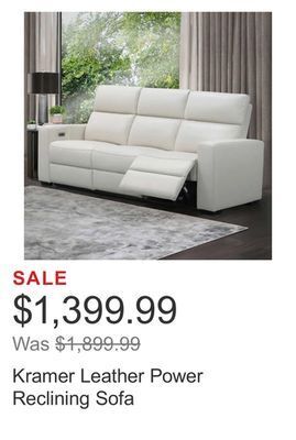 Costco Kramer leather power reclining sofa offer