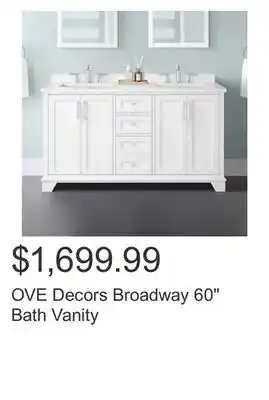 Costco Ove decors broadway 60" bath vanity offer