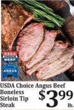 Rosauers USDA Choice Angus Beef Boneless Sirloin Tip Steak offer