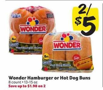 Winn Dixie Wonder hamburger or hot dog buns offer