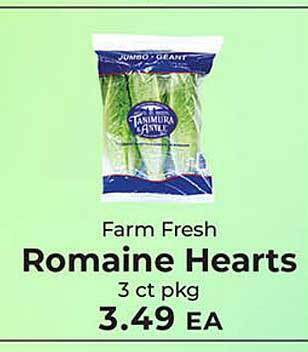 Sunset Foods Farm fresh romaine hearts offer