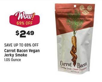 Grocery Outlet Carrot bacon vegan jerky smoke offer
