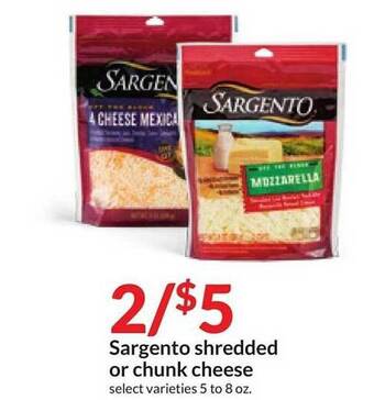 Hy-Vee Sargento shredded or chunk cheese offer