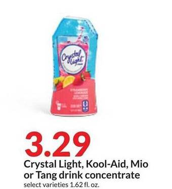Hy-Vee Crystal light, kool-aid, mio or tang drink concentrate offer