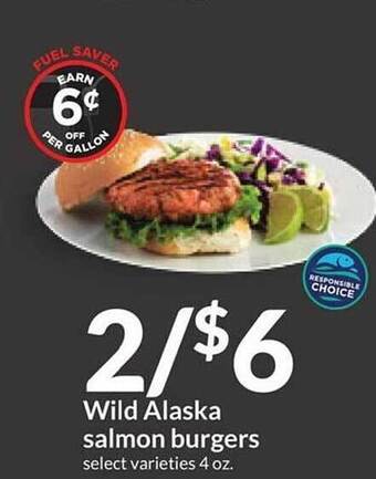 Hy-Vee Wild alaska salmon burgers offer