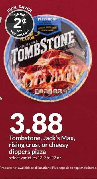 Hy-Vee Tombstone, jack's max, rising crust or cheesy dippers pizza offer