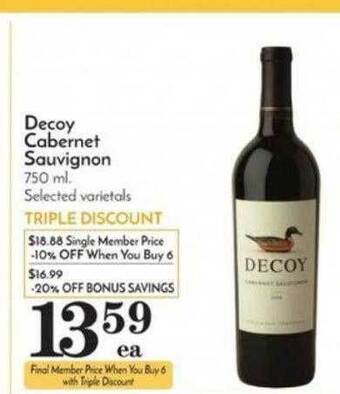 Pavilions Decoy cabernet sauvignon offer