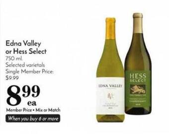 Pavilions Edna valley or hess select offer