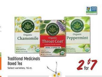 Sprouts Farmers Market Traditional medicinals boxed tea offer