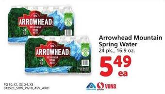 Vons Arrowhead mountain spring water offer