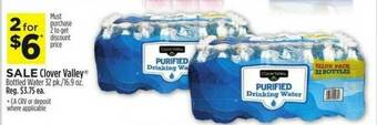 Dollar General Sale Clover Valley® Bottled Water 32 Pk-16.9 Oz. offer