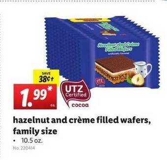 Lidl Hazelnut And Crème Filled Wafers Family Size offer