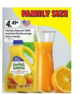 Lidl Florida's Natural 100% Premium Florida Orange Juice No Pulp offer