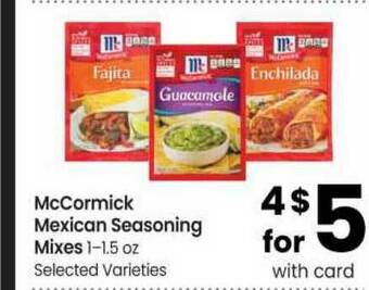 Safeway McCormick Mexican Seasoning Mixes 1-1.5 Oz offer