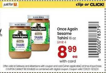 Once Again Sesame Tahini 16 Oz