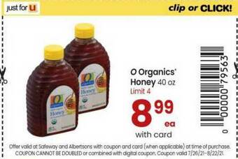 Safeway O Organics® Honey 40 Oz offer