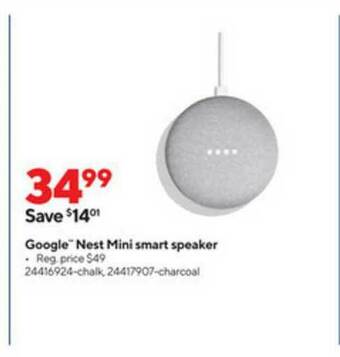 Staples Google Nest Mini Smart Speaker offer