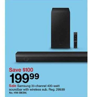 Target Samsung 3.1-channel 400-watt soundbar with wireless sub offer