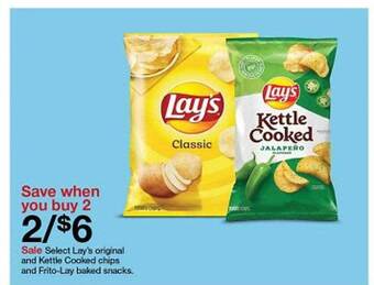 Target Select lay's original and kettle cooked chips and frito-lay baked snacks offer