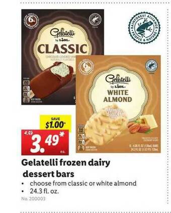 Lidl Gelatelli Frozen Dairy Dessert Bars offer
