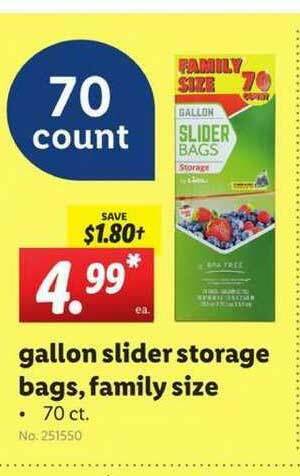 Lidl Gallon Slider Storage Bags Family Size offer
