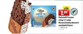 Lidl Gelatelli Frozen Crips'n'cake Stracciatella Dessert Sandwich Bars offer
