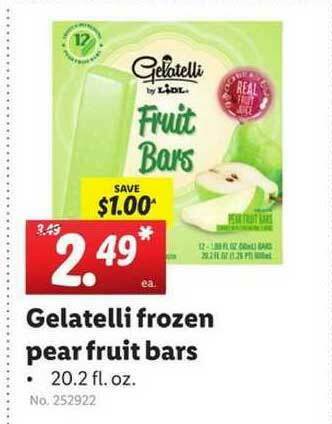 Lidl Gelatelli Frozen Pear Fruit Bars offer