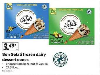 Lidl Bon Gelati Frozen Dairy Dessert Cones offer
