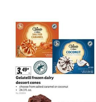 Lidl Gelatelli Frozen Dairy Dessert Cones offer