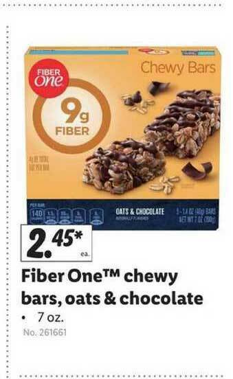 Lidl Fiberone Chewy Bars Oats & Chocolate offer