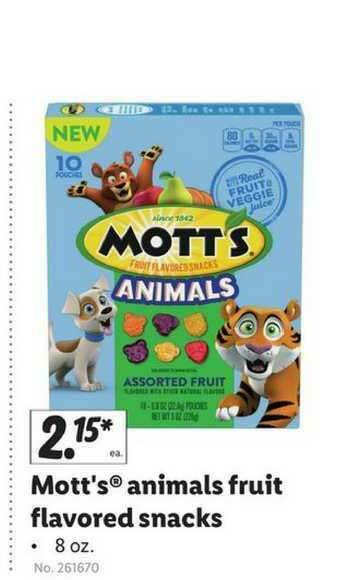 Lidl Mott's Animals Fruit Flavored Snacks offer