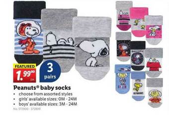Lidl Peanuts Baby Socks offer