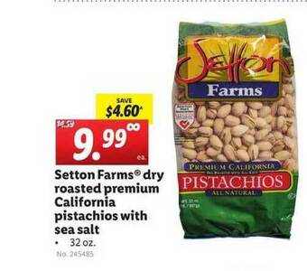 Lidl Setton Farms Dry Roasted Premium California Pistachios With Sea Salt offer