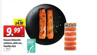 Lidl Frozen Antlantic Salmon Skin On Family Size offer